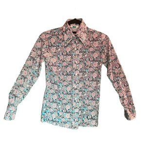 Vintage 1970s Floral Button-Down